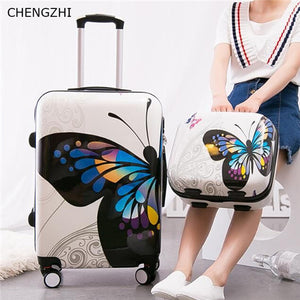 CHENGZHI 20"24Inch Butterfly Rolling Luggage Set  Wheel Women Travel suitcase Spinner High Capacity Cabin Trolley Bag