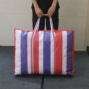 Fashionable Women handbags extra large woven bag moving bag striped luggage bag waterproof storage Men travel bag big