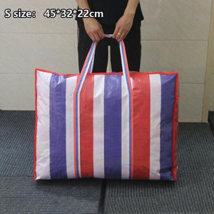 Fashionable Women handbags extra large woven bag moving bag striped luggage bag waterproof storage Men travel bag big