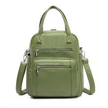 Load image into Gallery viewer, Backpack new ladies PU leather multifunctional bag casual large capacity student schoolbag green main 2020
